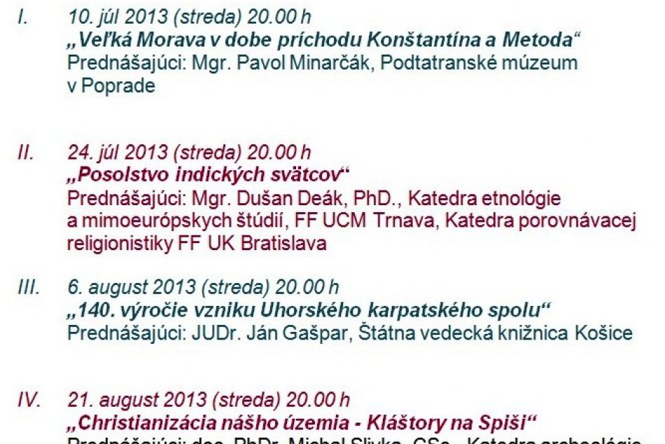 Podtatranské múzeum pripravilo cez leto zaujímavé prednášky