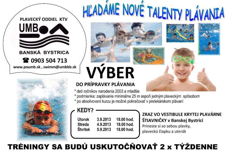plavecký oddiel UMB - hľadanie talentov