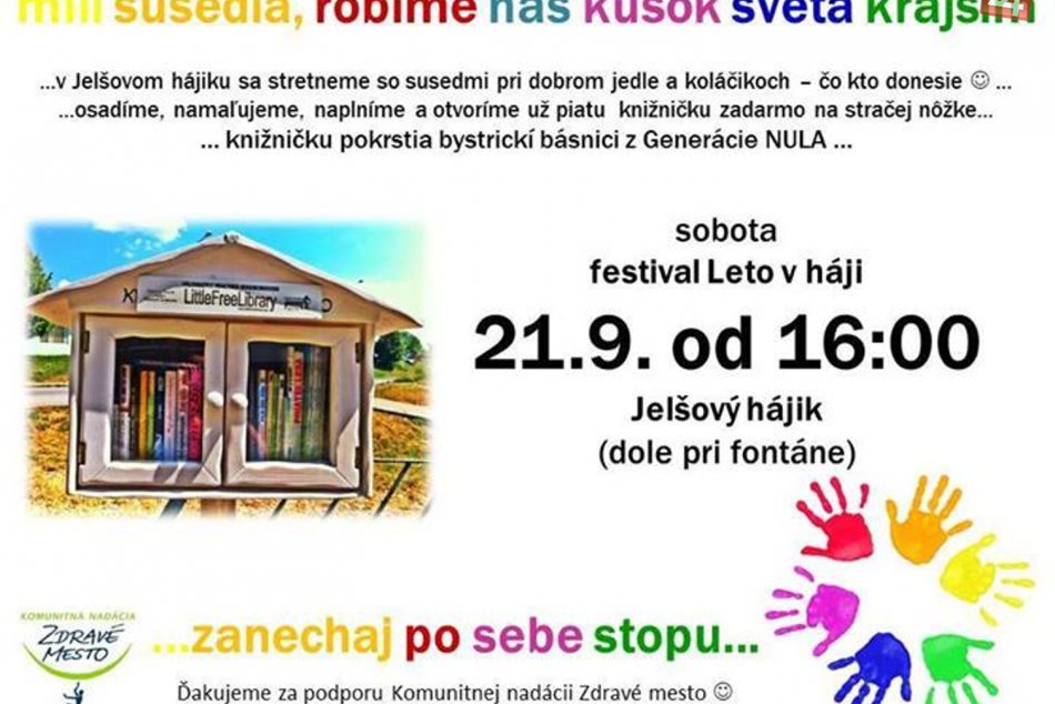 Vďaka Letu v Háji pribudla v Sásovej knižnička na stračej nôžke