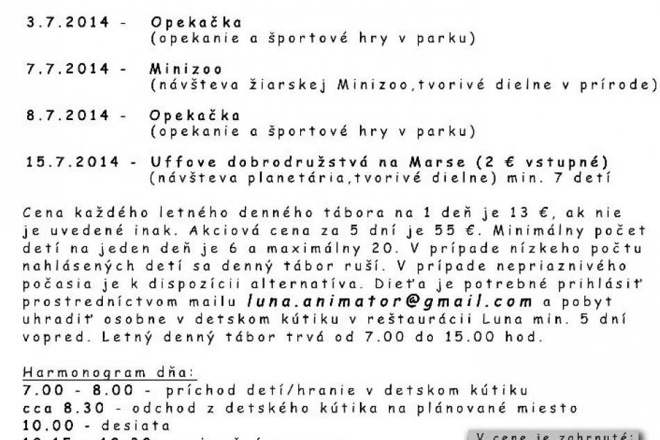 LUNA LAND: Pozrite si program