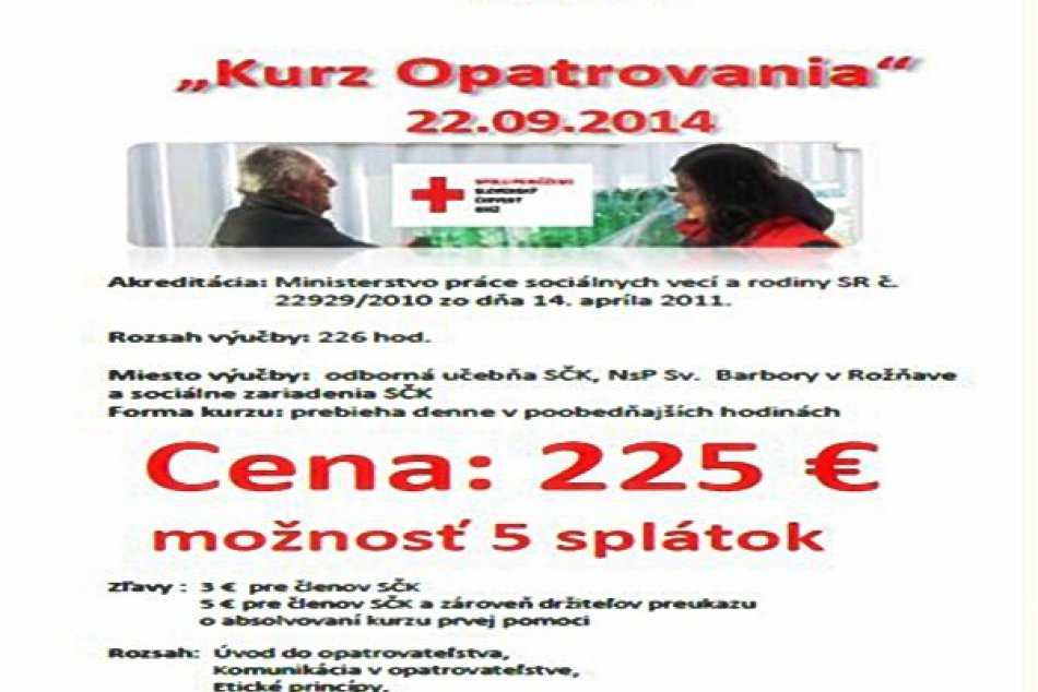 Kurz opatrovania a prepravná služba. Toto ponúka Rožňavský Červený kríž