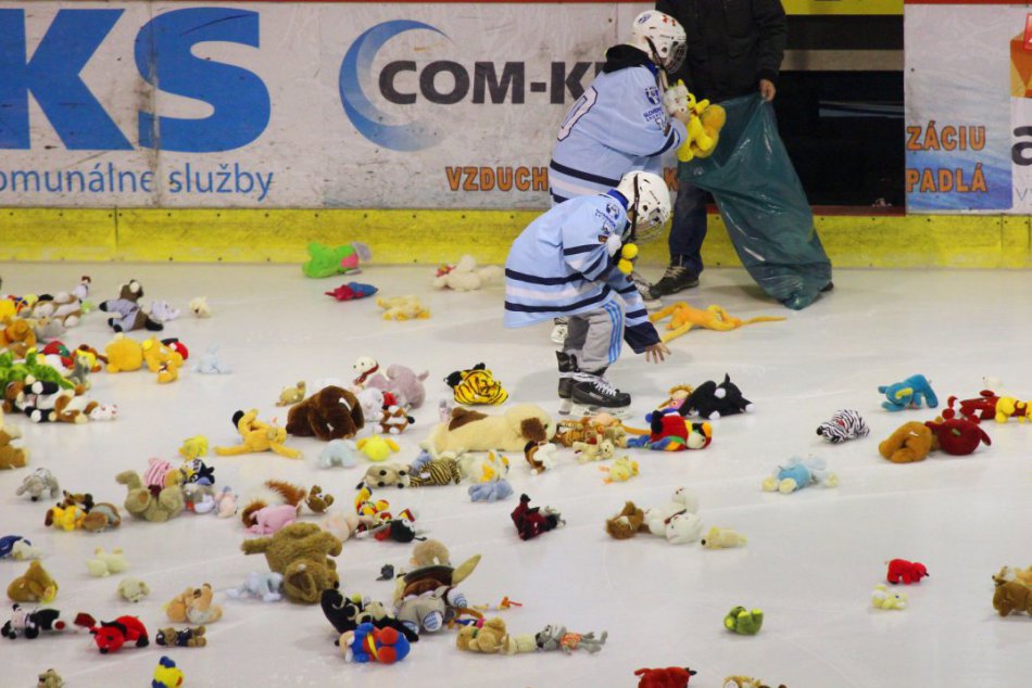 Hádzanie plyšákov na ľad