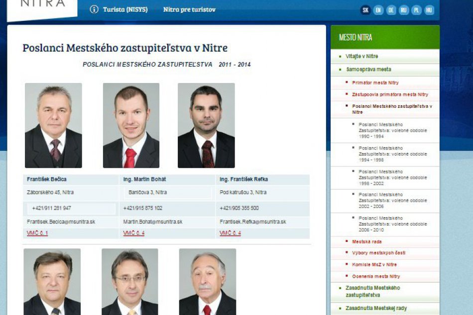 Neaktuálne informácie na mestskom webe