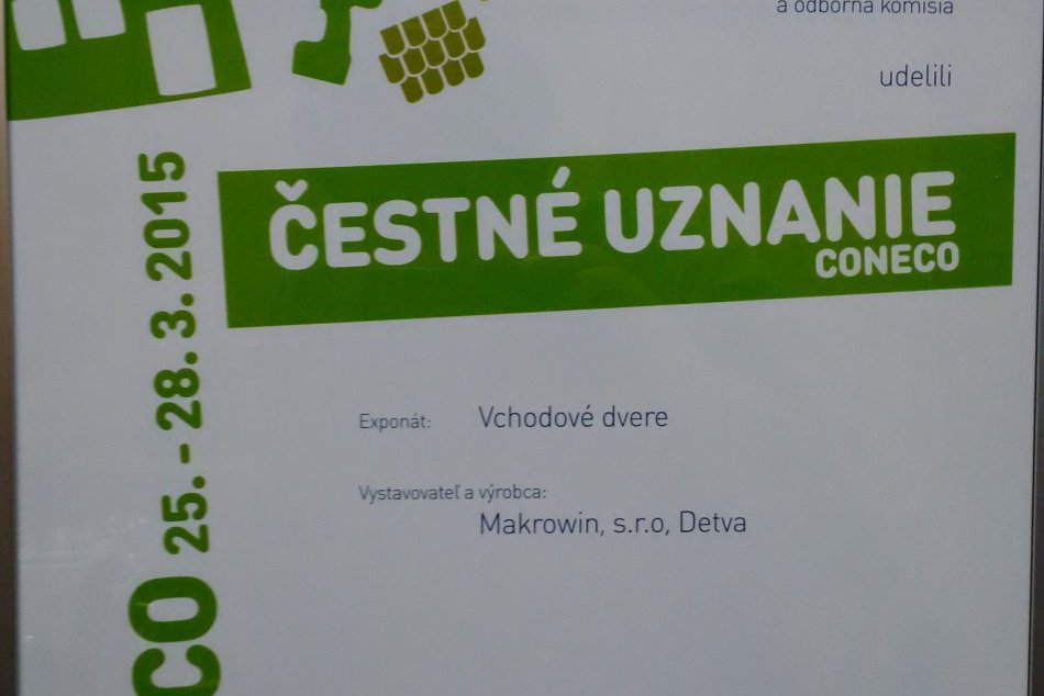 MAKROWIN TapDoor získali čestné uznanie veľtrhu CONECO/RACIOENERGIA