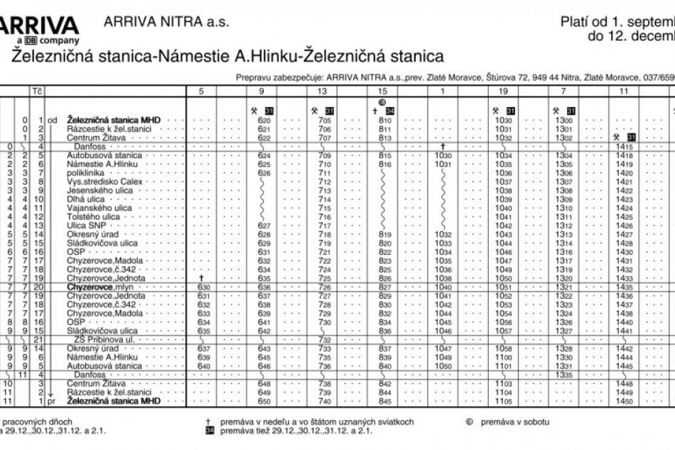 Nový cestovný poriadok zlatomoraveckej MHD...