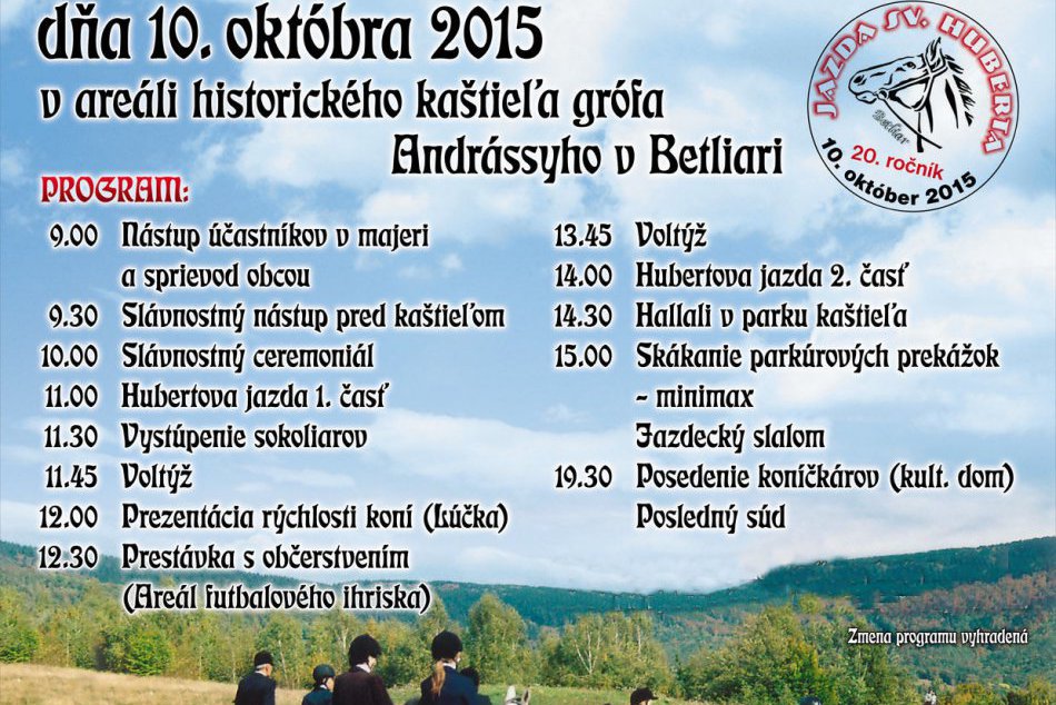 Jubilejný 20. ročník Hubertovej jazdy už onedlho
