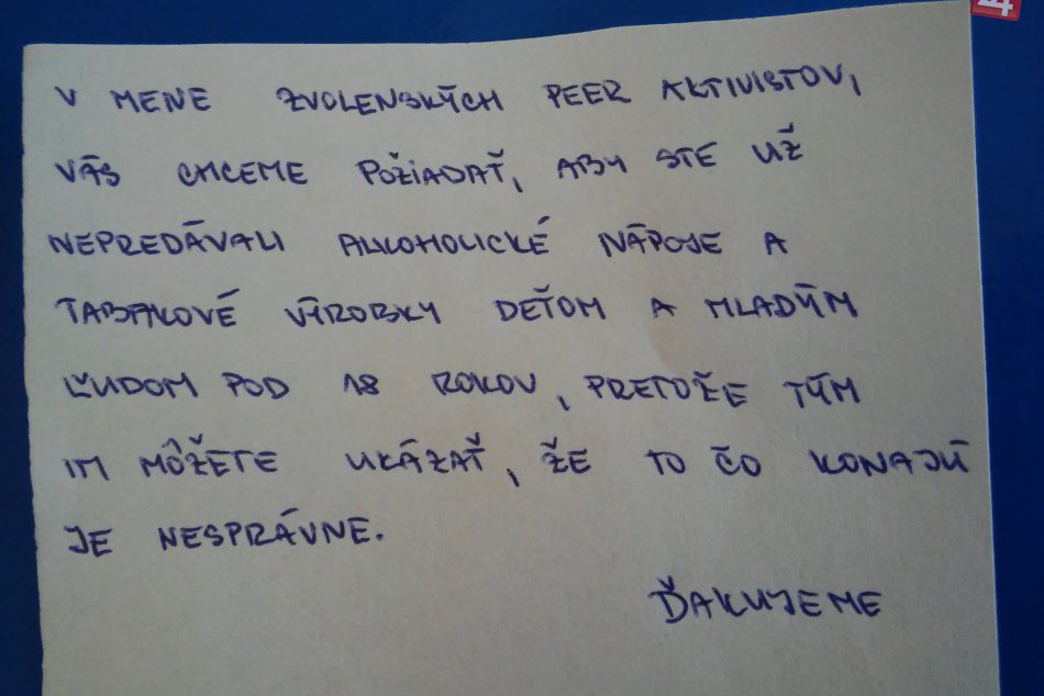 Odkaz zvolenských aktivistov predavačke z večierky