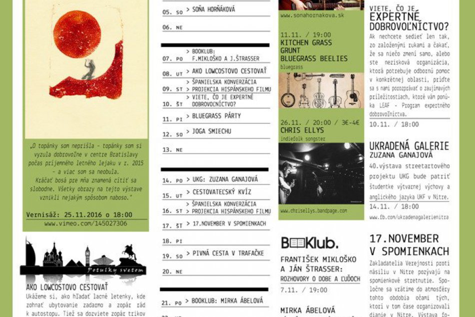 Novembrový PROGRAM v Trafačke nabitý podujatiami: Pripomenie aj nežnú revolúciu