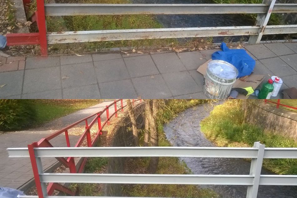 Natretý mostík v centre Považskej: Výsledok práce dobrovoľníkov