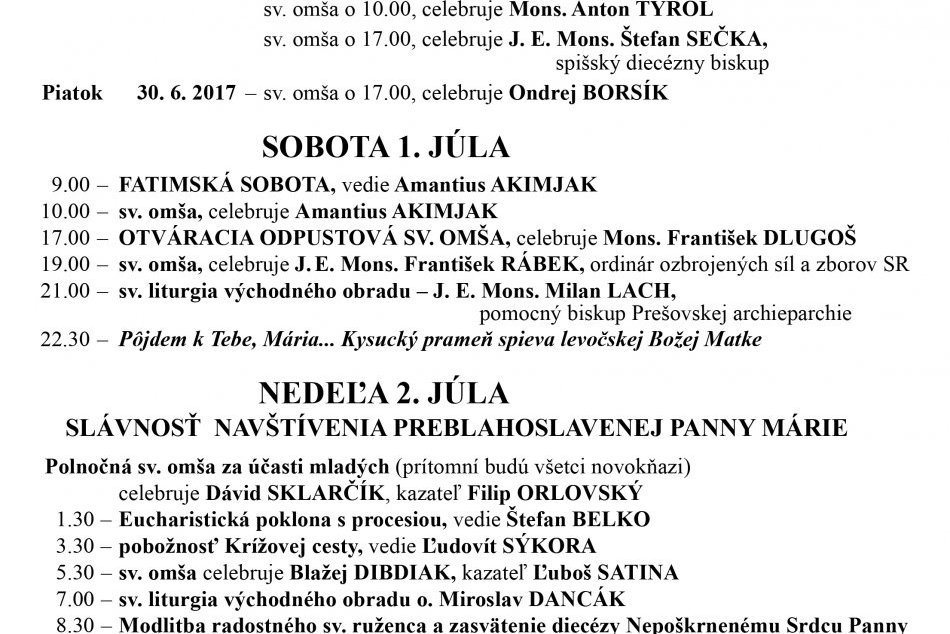 Dopravné obmedzenia Mariánska púť 06/2017