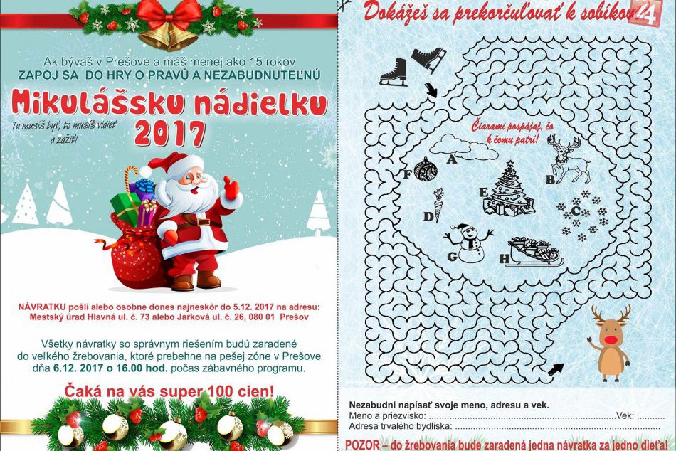 Do Prešova zavíta Mikuláš, deti môžu využiť šancu na výhru