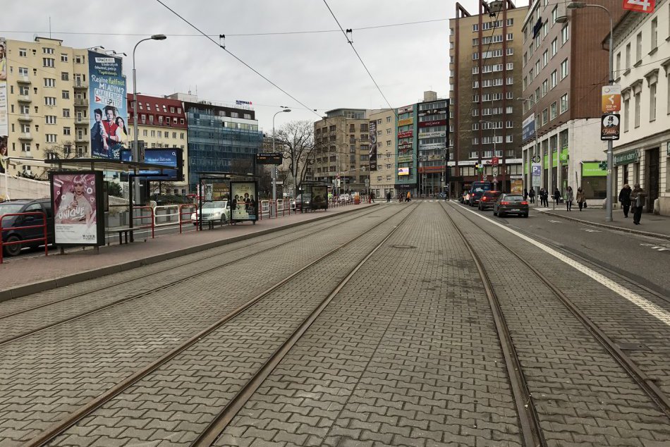 Električková trať na Špitálskej (december 2017)