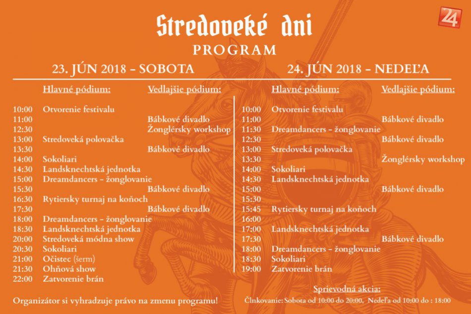 Stredoveké dni v Hlohovci: Kompletný program hodina po hodine