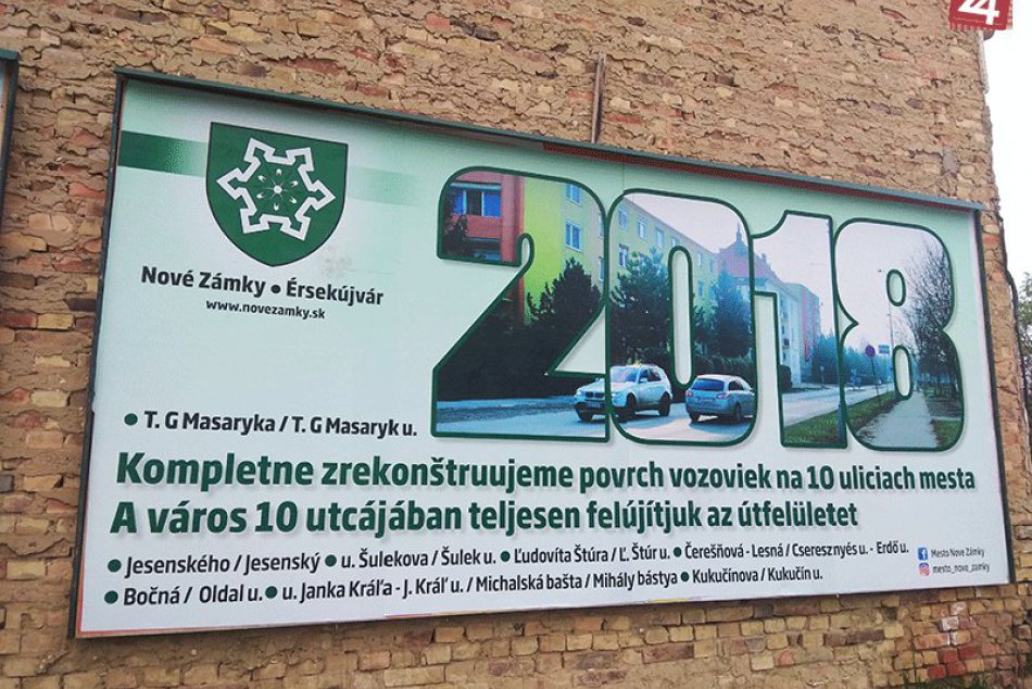 Na nelegálnych billboardoch inzerovalo aj mesto Nové Zámky