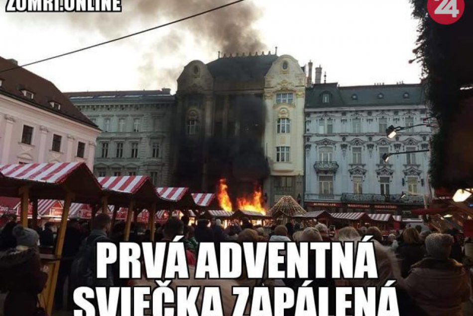 Vtipy po požiari na Hlavnom námestí