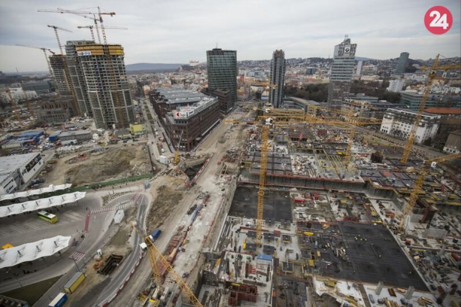 Výstavba stanice Mlynské nivy - marec 2019