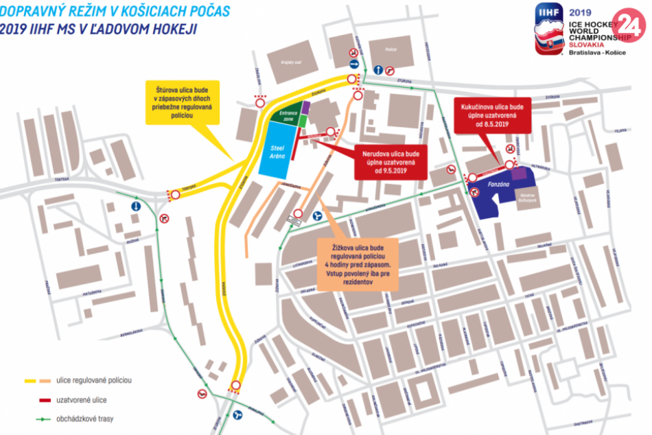 Regulácia dopravy v okolí Steel arény počas šampionátu