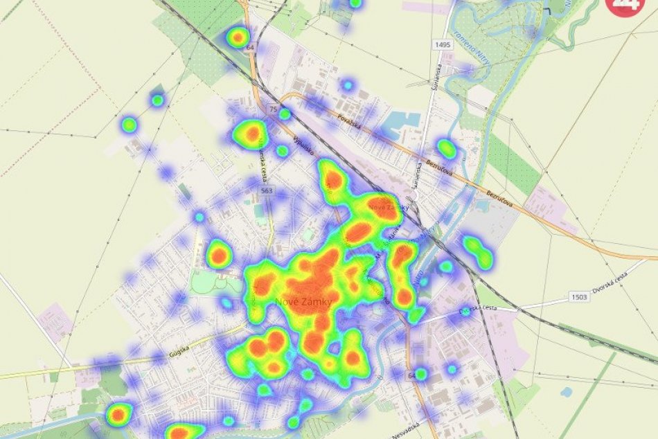 Hlavné ohniská zásahov mestskej polície v Nových Zámkoch