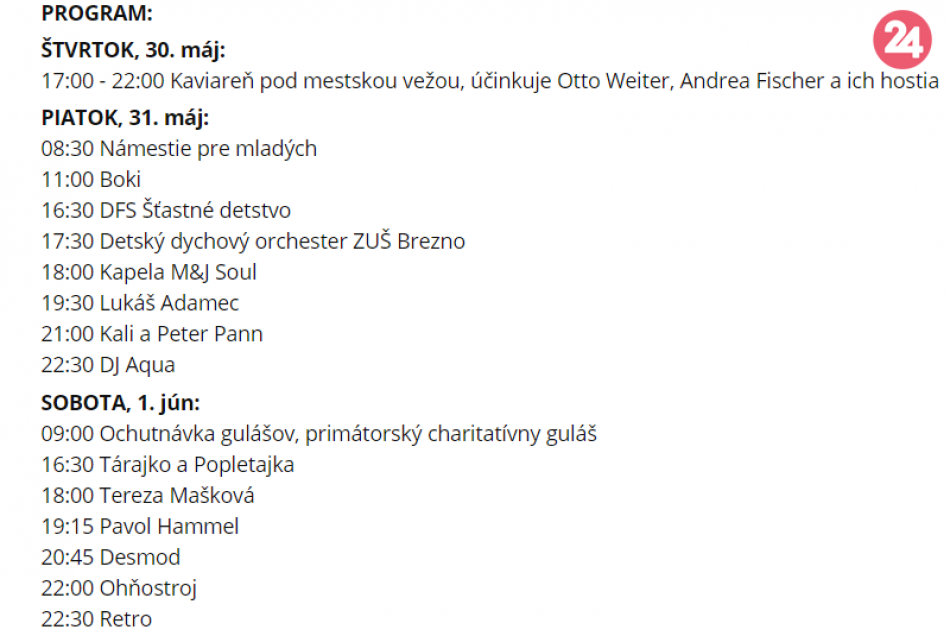 Dni mesta Brezno - program