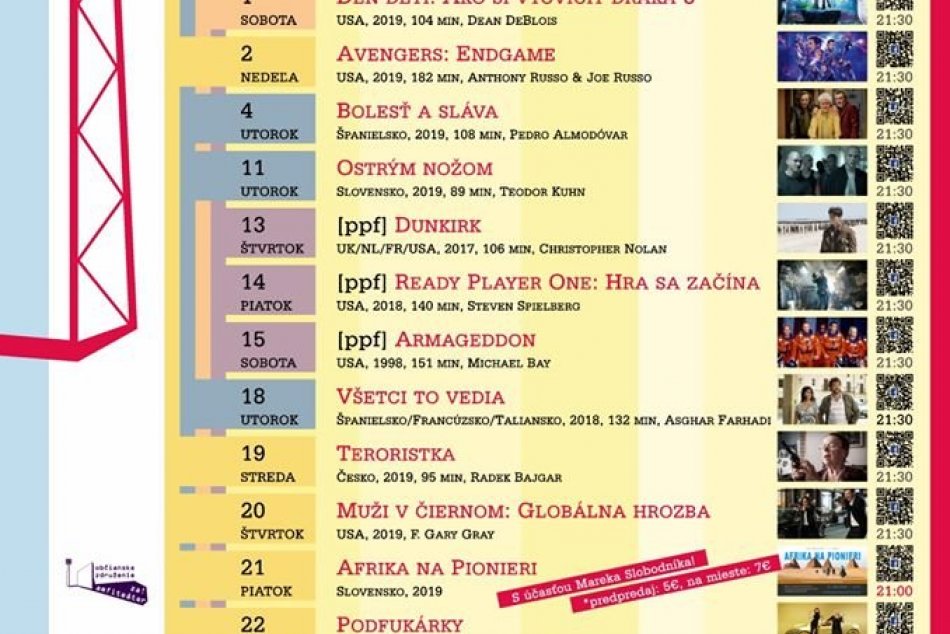 Program Letného kina na amfiteátri 2019