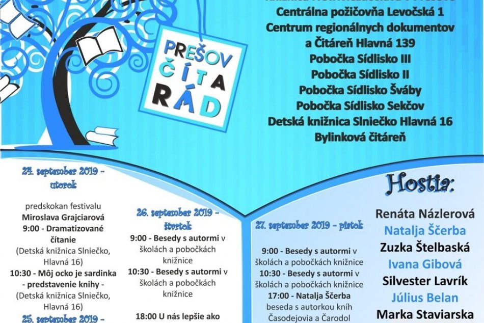 Prešov číta rád 2019: Takýto program sa chystá, preštudujte si ho