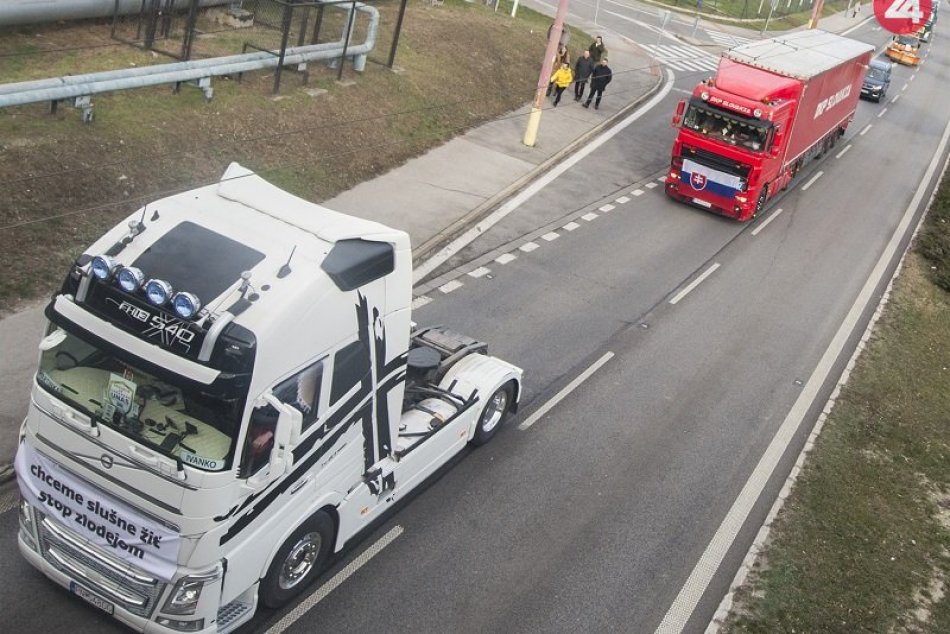Štrajk Únie autodopravcov Slovenska (UNAS) v Bratislave