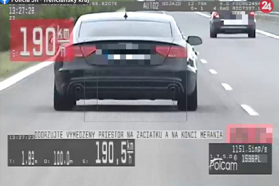190 km/h po D1: Vodič zaplatil pokutu 400 eur