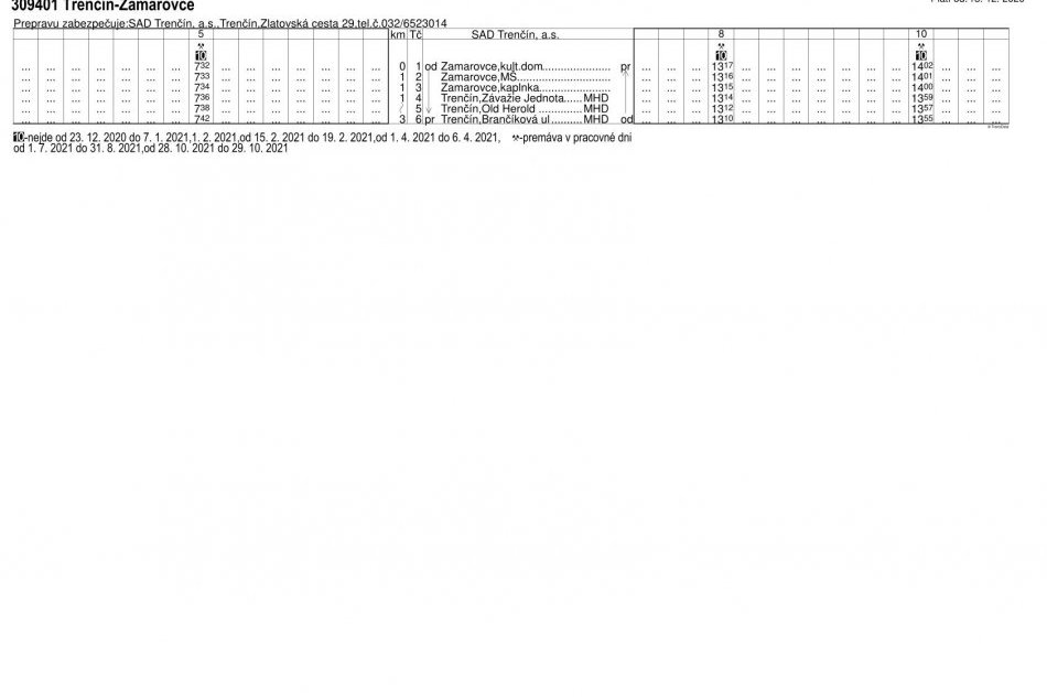 Nový cestovný poriadok v prímestskej autobusovej doprave SAD Trenčín