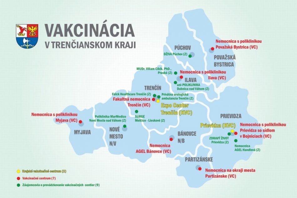 Vakcinačná mapa Trenčianskeho kraja