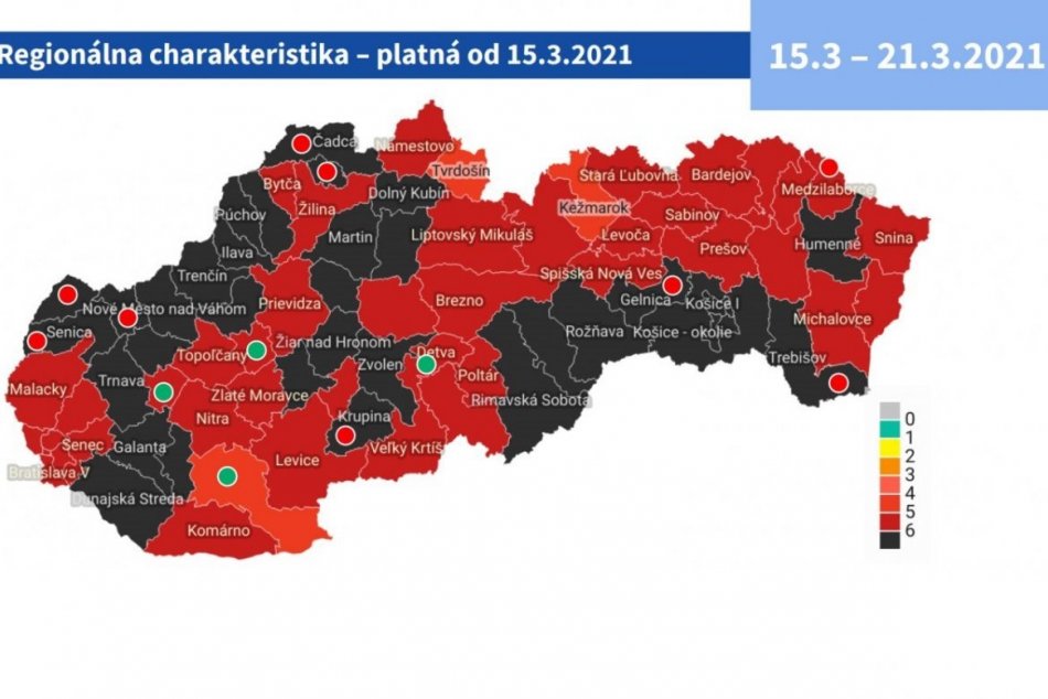 Rozdelenie okresov podľa COVID automatu
