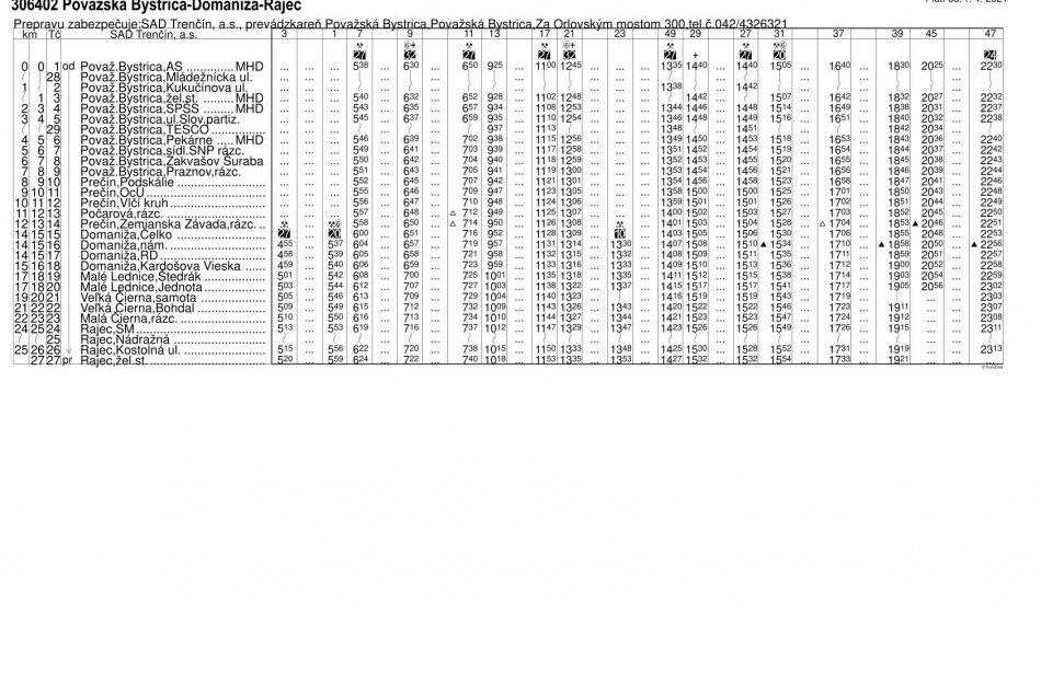 Nový cestovný poriadok modrých autobusov v okrese Považská Bystrica