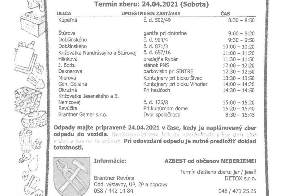 Jarný zber nebezpečného odpadu v Revúcej