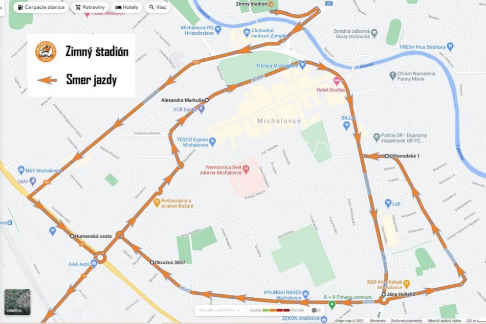 MAPA: HK Dukla Ingema Michalovce s okružnou jazdou v Michalovciach