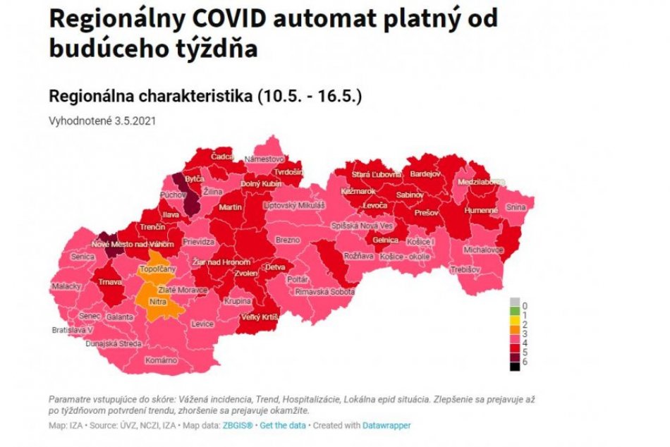 Národný a regionálny COVID automat platný od 10. mája
