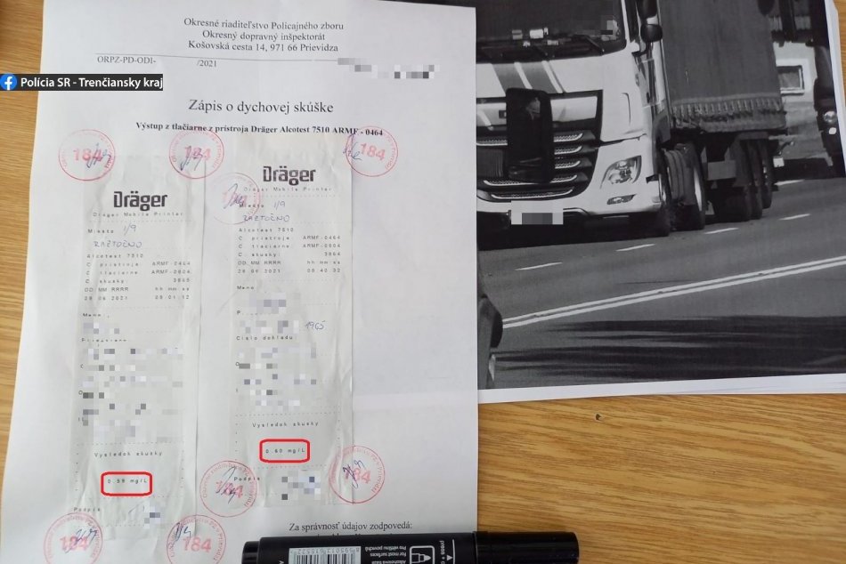 FOTO: V Ráztočne chytili opitého kamionistu, ktorý prekročil rýchlosť