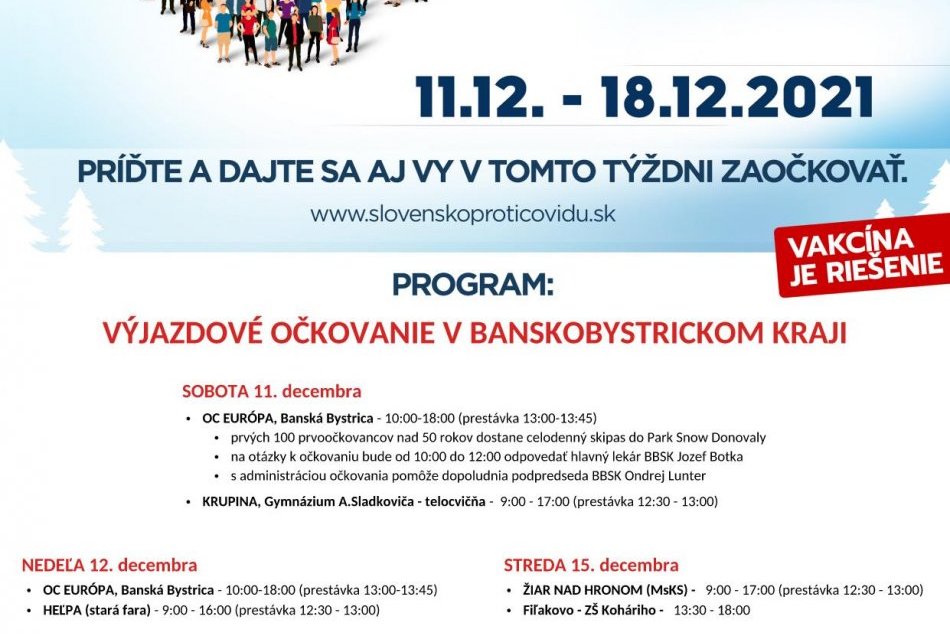 Plagát k výjazdovému očkovaniu v Banskobystrickom kraji