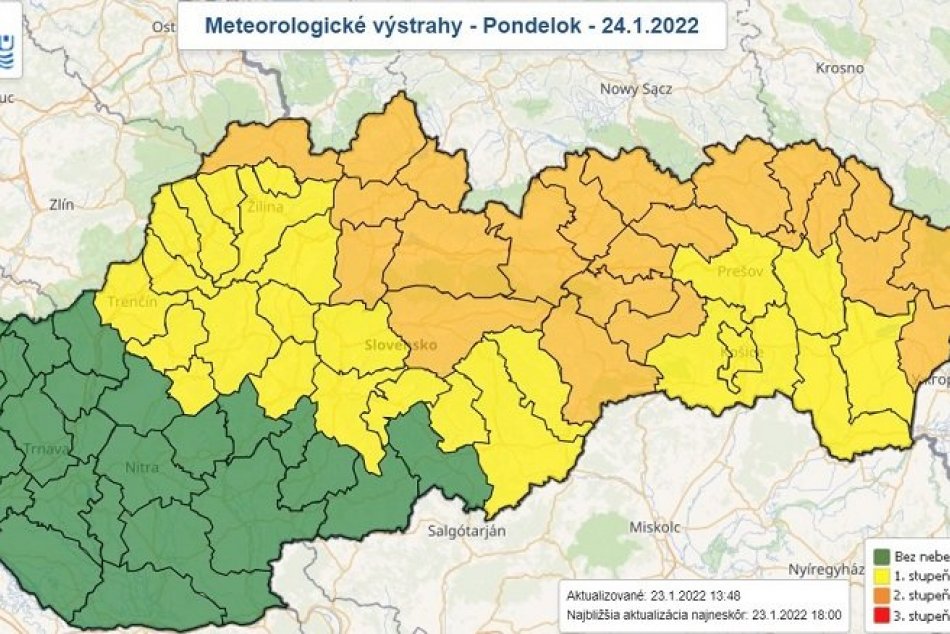 Výstraha pred nízkymi teplotami 24.-25. január 2022