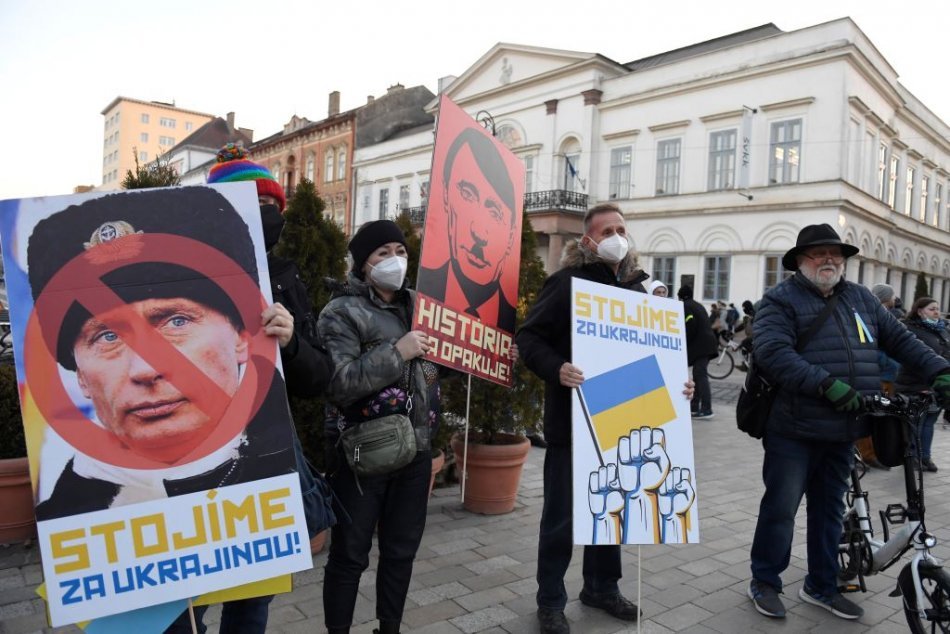 Zhromaždenie na podporu Ukrajiny v centre Košíc