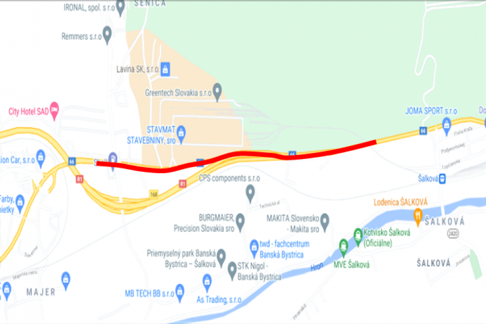 Nehodový úsek na ceste I/66 v Bystrici