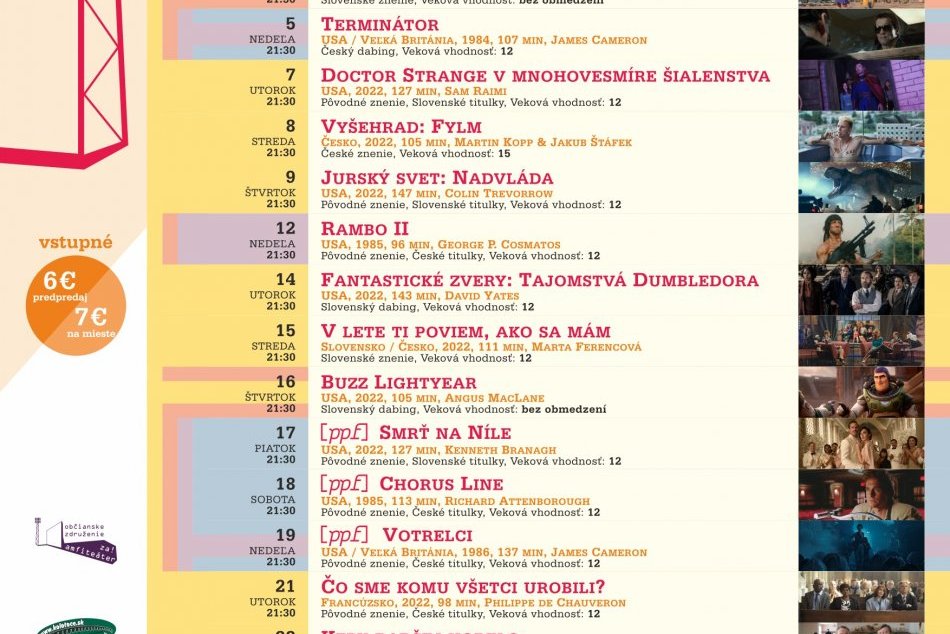 Júnový program Letného kina na amfiteátri 2022
