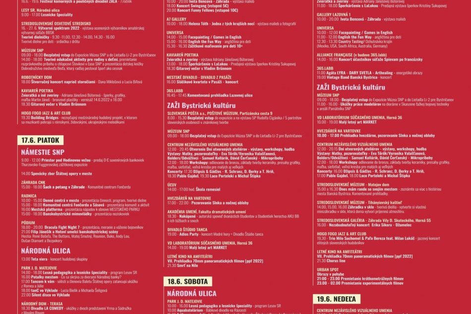 PROGRAM Dní mesta Banská Bystrica 2022