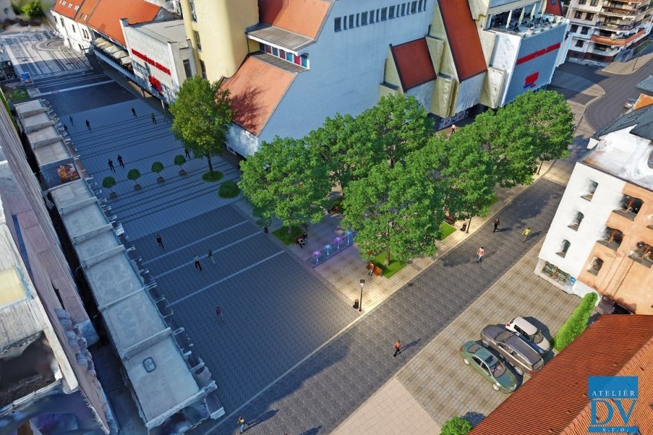 VIZUALIZÁCIE: Nový oddychový areál pred OD Jednota v centre Trnavy