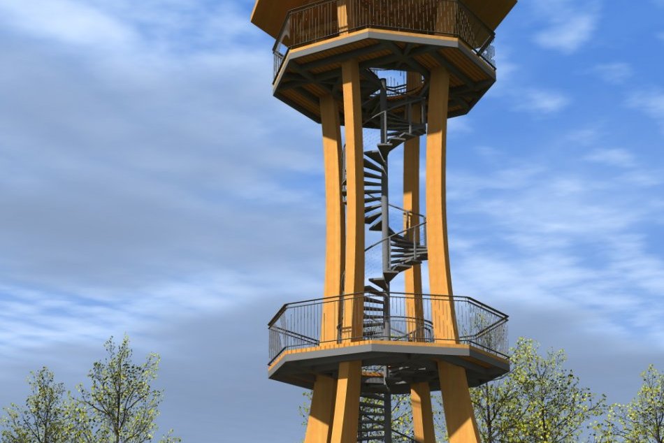 Vizualizácia novej rozhľadne Dolná Nitra v Golianove