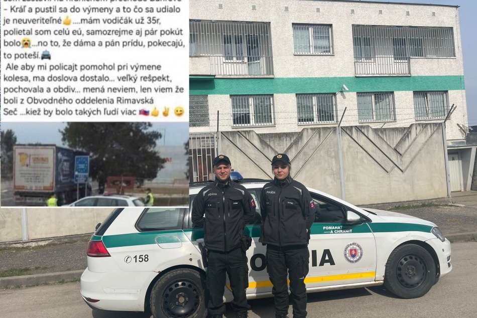 Policajná hliadka pomohla kamionistovi v núdzi