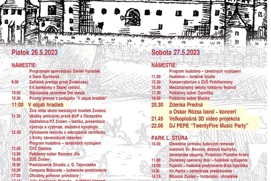 Zvolen oslavuje 780 rokov - PROGRAM Dní mesta Zvolen