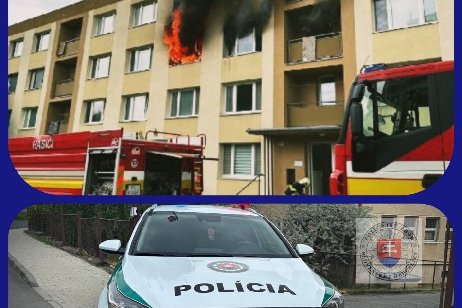 V OBRAZOCH: Policajti zachránili dvojicu z horiaceho bytu