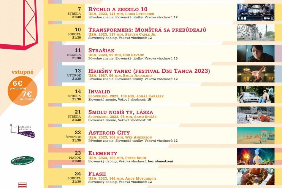 Letné kino na amfiteátri v Banskej Bystrici - program na jún 2023