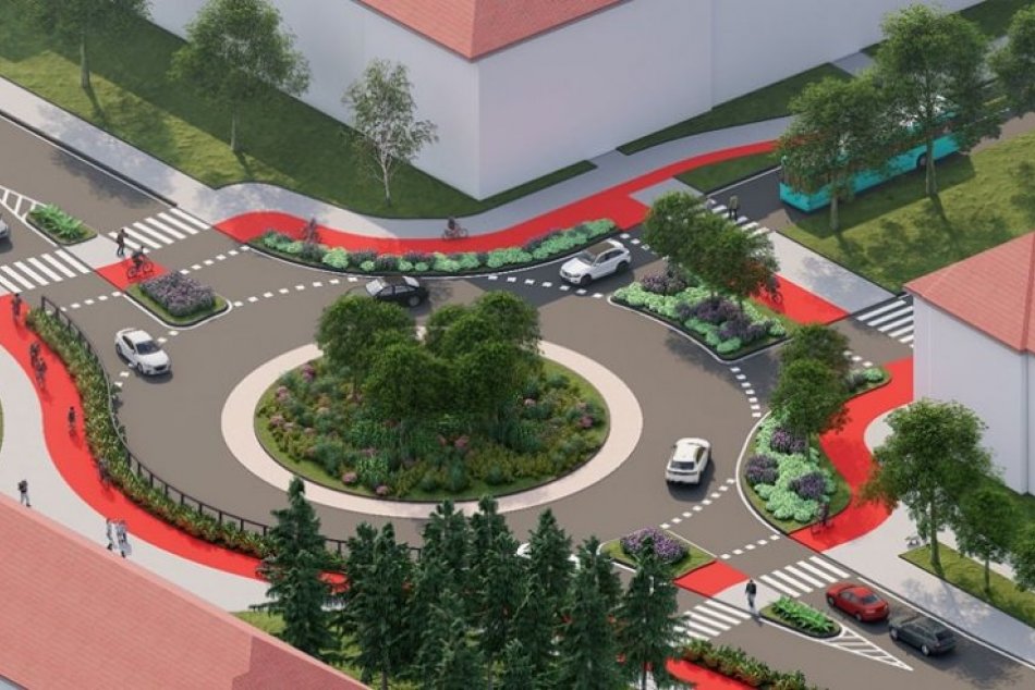 Plánovaná okružná križovatka pri ZŠ Jána Bottu