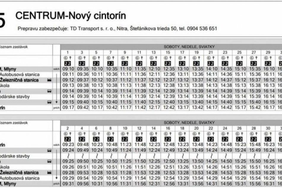 MHD v Nitre počas sviatkov a prázdnin