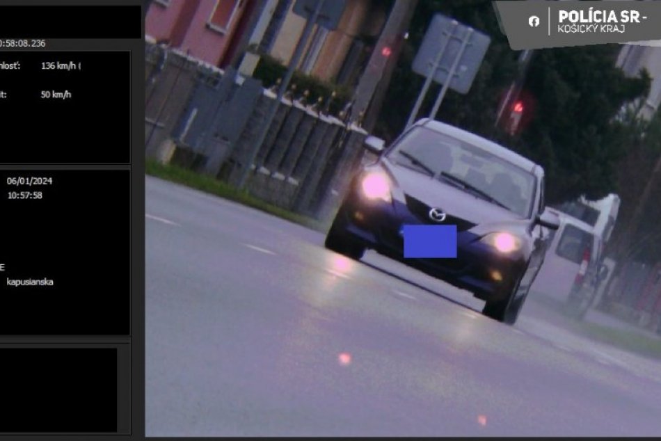 Vodič v Michalovciach prekročil povolenú rýchlosť jazdy o 86 km/h